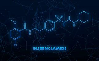 glibenclamide concetto chimico formula icona etichetta, testo font vettore illustrazione.