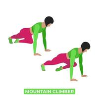 vettore donna fare montagna scalatore. peso corporeo fitness addominali e nucleo allenarsi esercizio. un educativo illustrazione su un' bianca sfondo.