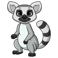 simpatico cartone animato lemure su sfondo bianco vettore