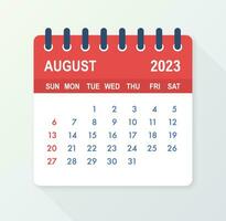 agosto 2023 calendario foglia. calendario 2023 nel piatto stile. vettore illustrazione