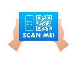 qr codice per smartphone. iscrizione scansione me con smartphone icona. qr codice per pagamento. vettore illustrazione.