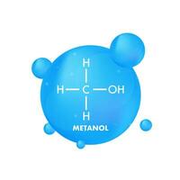 metanolo concetto chimico formula icona etichetta, testo font vettore illustrazione.