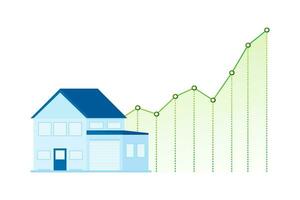 illustrazione con Casa prezzo su per concetto design. profitto crescita progresso. attività commerciale concetto. attività commerciale grafico vettore
