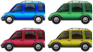 Automobili in quattro colori diversi vettore