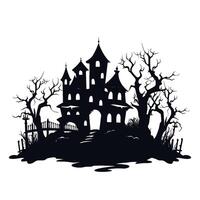 Halloween frequentato Casa vettore silhouette, pauroso Casa clipart silhouette Halloween Casa nero silhouette