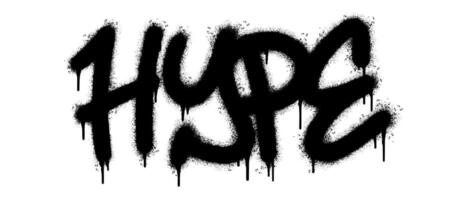 spray dipinto graffiti hype parola spruzzato isolato con un' bianca sfondo. graffiti font hype con al di sopra di spray nel nero al di sopra di bianca. vettore