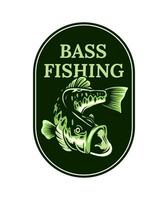 basso pesca logo emblema modello vettore
