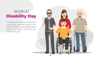 giornata mondiale della disabilità, portatori di handicap. illustrazione vettoriale