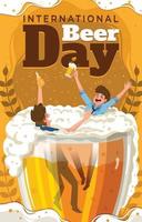 concetto di giornata internazionale della birra con persone che tostano birra vettore