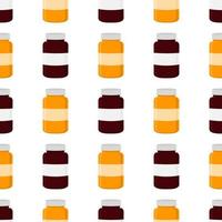 grande set colorato diversi tipi di pillole all'interno del barattolo chiuso close vettore