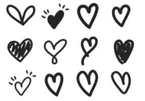 set vettoriale di doodle di cuore heart