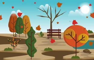 autunno stagione autunnale parco di campagna natura paesaggio vettore