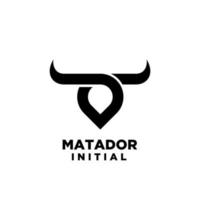 matador testa di corno di toro astratto logo nero icona design vettore