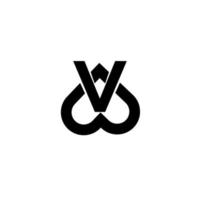 v lettera d'amore logo nero vettore icona design isolato sfondo bianco