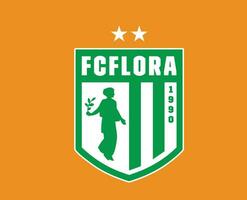 flora Tallinn club logo simbolo Estonia lega calcio astratto design vettore illustrazione con giallo sfondo