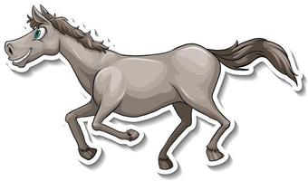adesivo animale cartone animato in corsa cavallo grigio vettore