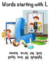 Foglio di lavoro inglese per parole che iniziano con L vettore
