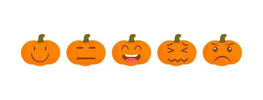 vettore emoji zucca collezione di halloween con reazioni diverse.