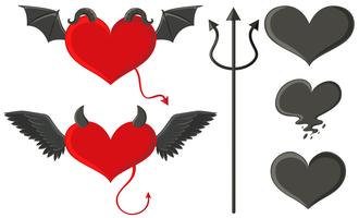 Set di elementi di angelo e diavolo vettore