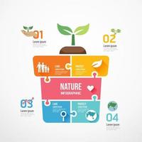 puzzle a forma di piantine ecologiche. vettore di infografica concept design