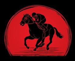 silhouette fantino a cavallo sport vettore
