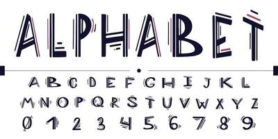 alfabeto con scritte a mano e arte tipografica per i disegni vettore