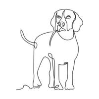 continuo uno linea cane animale domestico schema vettore arte disegno