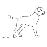 continuo uno linea cane animale domestico schema vettore arte disegno