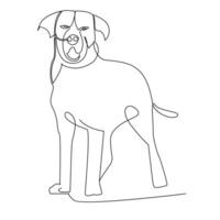 continuo uno linea cane animale domestico schema vettore arte disegno