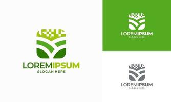 disegno del modello del logo dell'agricoltura digitale, logo della tecnologia verde vettore