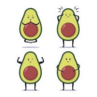 simpatico disegno di illustrazione di avocado kawaii vettore