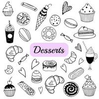 dessert doodle illustrazione vettoriale