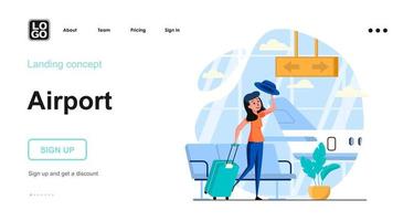 modello di pagina di destinazione del concetto web dell'aeroporto vettore