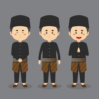 carattere indonesiano con varie espressioni vettore