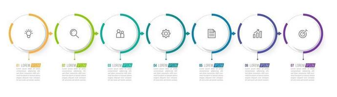 illustrazione vettoriale modello di progettazione infografica con 7 opzioni