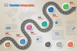 Infografica timeline di roadmap aziendale in 6 passaggi, illustrazione vettoriale