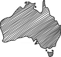 schizzo a mano libera della mappa dell'australia su sfondo bianco vettore
