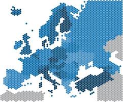 geometria esagono forma della mappa europa su sfondo bianco vettore