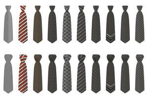 grande set cravatte di diversi tipi, cravatte di varie dimensioni vettore