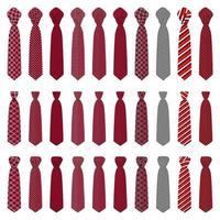 grande set cravatte di diversi tipi, cravatte di varie dimensioni vettore