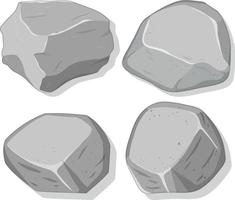 set di pietre grigie isolate su sfondo bianco vettore