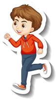 adesivo personaggio dei cartoni animati con un ragazzo che fa jogging vettore