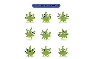 immagini mascotte del set di marijuana. vettoriali gratis