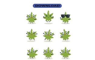 immagini mascotte del set di marijuana. vettoriali gratis