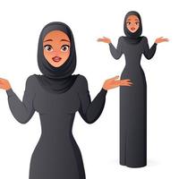 donna musulmana in hijab che alza le spalle illustrazione vettoriale