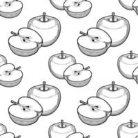 modello senza cuciture mela in bianco e nero vettore