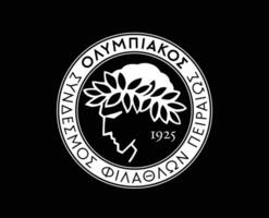 olympiacos club simbolo logo bianca Grecia lega calcio astratto design vettore illustrazione con nero sfondo