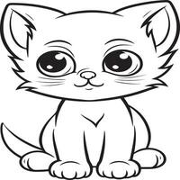 semplice gatto colorazione pagina per bambini vettore