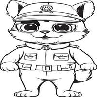 polizia gatto colorazione pagina per bambini vettore