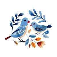 prefabbricato cartolina con uccello e impianti. mano disegnato uccello nel il tradizionale etnico folclore stile. vettore